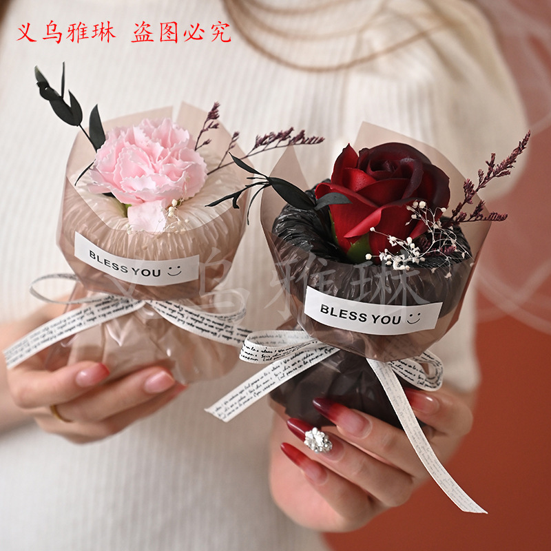 Mini Rose Pocket Flower Artificial Flower Soap Flower Fake Flower Souvenir Handmade Bouquet Wholesale Cross-Border Small Bouquet
