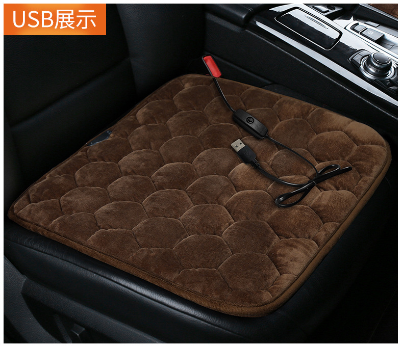 Winter Plush Car Seat Cushion Heat-Resistant Chair Cushion Car Thickened Heated Single-Piece Cushion Heating Three-Piece Seat Cushion