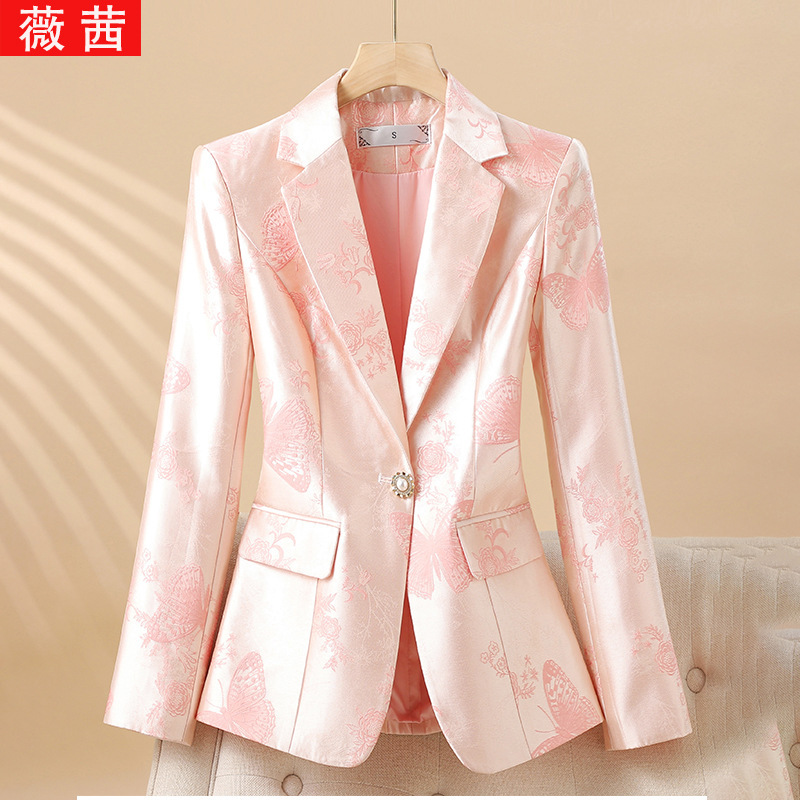 2024 Spring and Autumn New creamy-white Suit Jacket Women's Casual High-end Sense Small Women's Slim-fit Suit Top