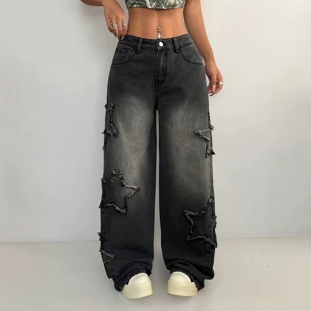 Jeans Rectos de Cintura Alta para Mujer en Mezclilla de Algodón con Pierna Ancha image 5