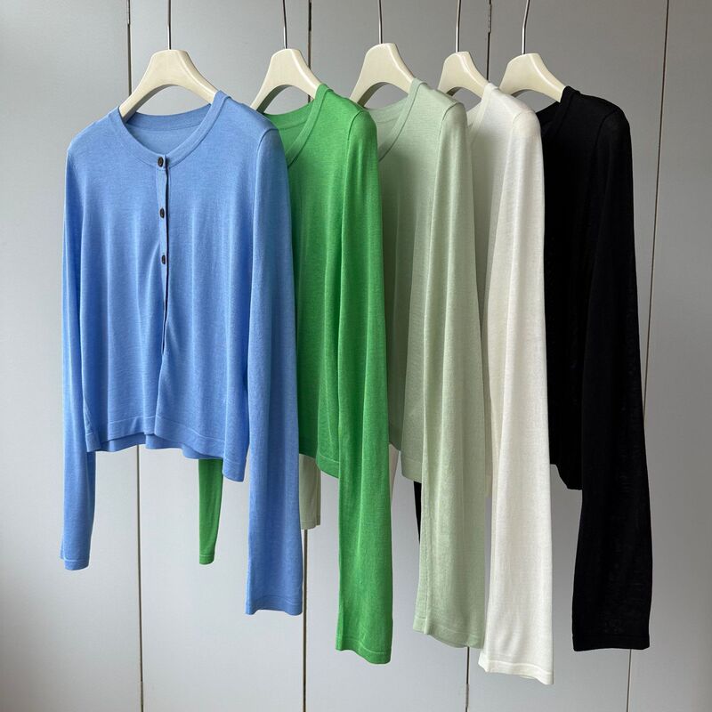 Fairy Air Conditioning Sweater 18-Gauge Fine Knit! Silk + Acetate + Lenzing Tencel Round-Neck Lightweight Cool Knit Sweater for Women Fairy Air Conditioning Sweater 18-Gauge Fine Knit! Silk + Acetate + Lenzing Tencel Round-Neck Lightweight Cool Knit Sweater for Women