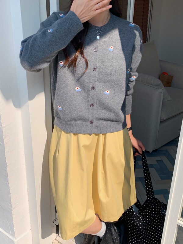秋日琥珀流光系复古氛围感穿搭开衫毛衣女25款提花细针织外套ZDJ8|undefined