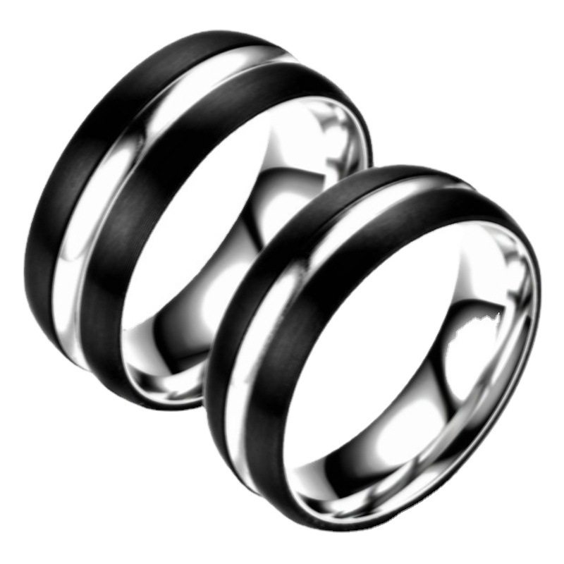 Anillo de pareja de acero de titanio de moda europea y americana transfronteriza hombres retro bicolor clásico anillo de acero inoxidable joyería