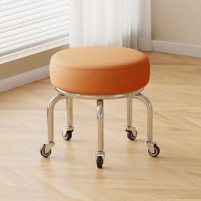 Polia doméstica taburete bajo rueda universal pequeño taburete silencioso rotativo taburete redondo móvil con artefacto moderno y simple