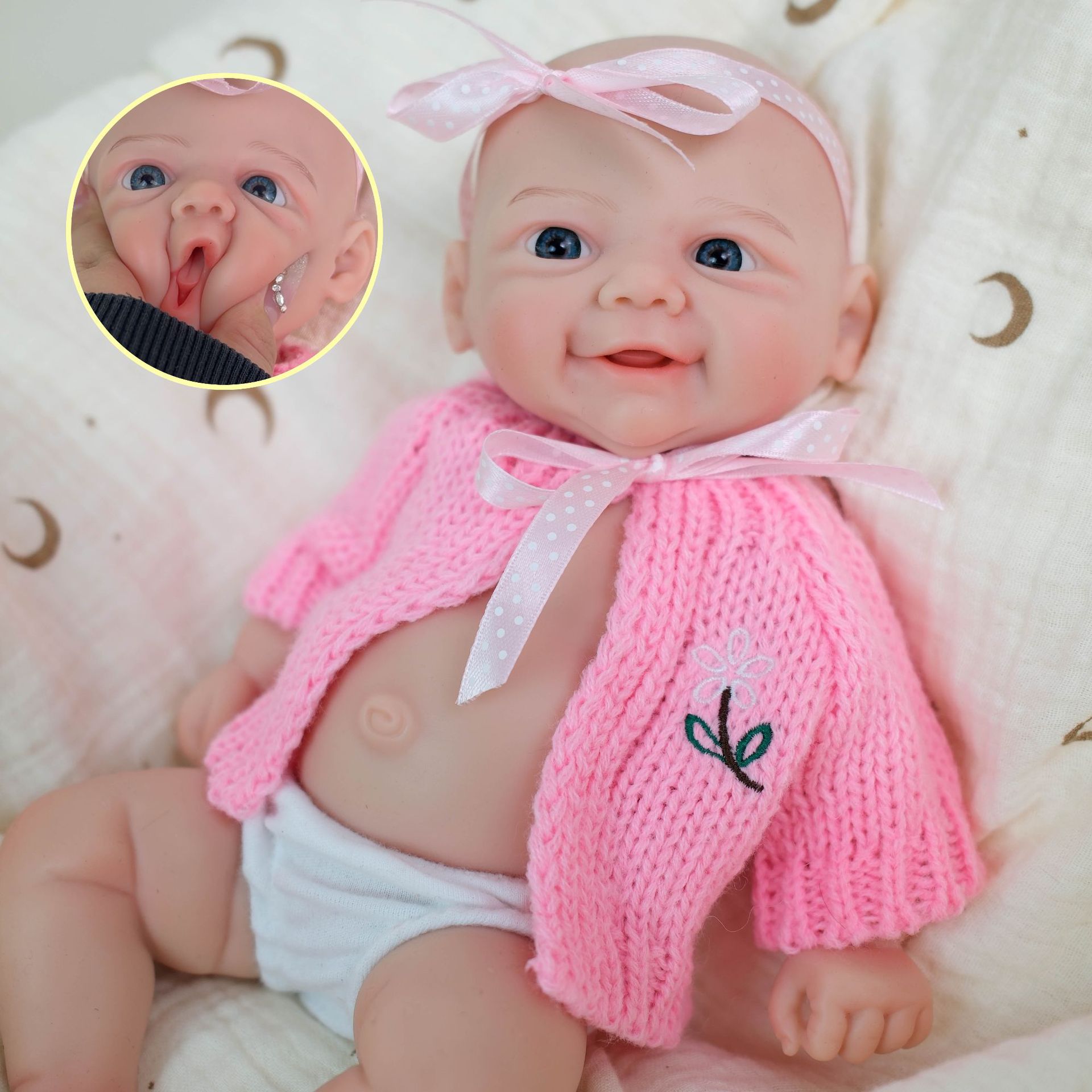 12 pulgadas Q-ball sólido polvo de silicona suéter Cardigan muñeca de simulación, regalo de Navidad sólida de silicona para niños