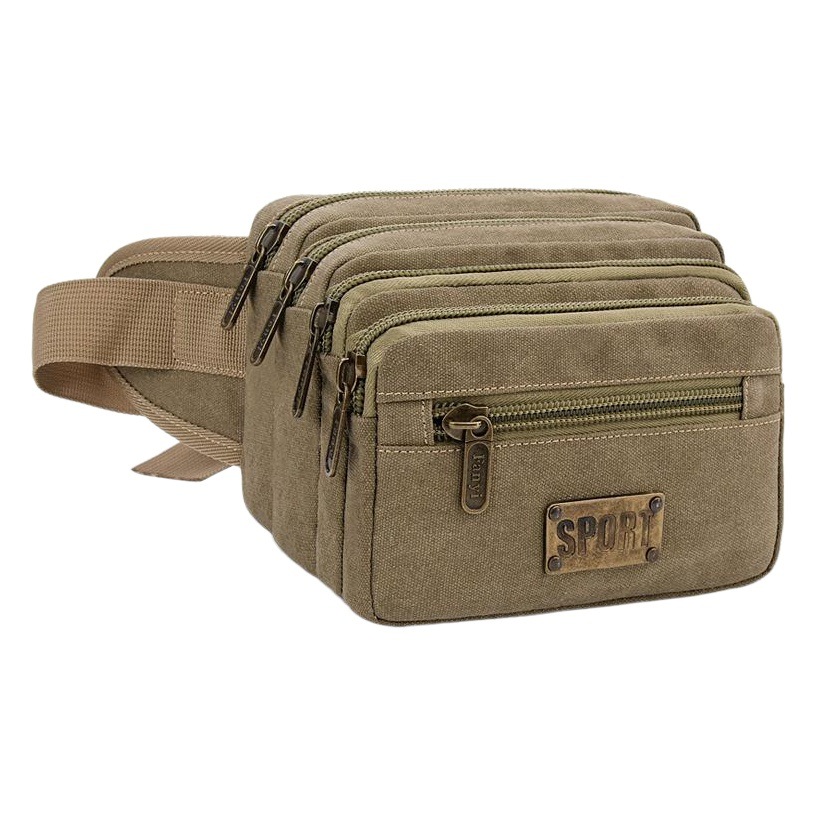 Fanyi's New Canvas Waist Bag for Men, Outdoor Leisure, Large-Capacity Business Cashier Mobile Phone Bag, Wholesale