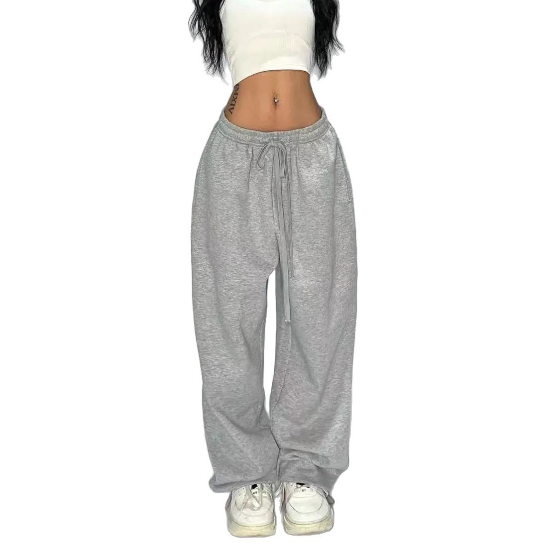 Pantalones deportivos de mujer, pantalones casuales de algodón, primavera, otoño, invierno, colores sólidos, sueltos, chicas americanas, baile de calle. image 5