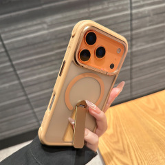 高端四角防摔半透适用iPhone17手机壳折叠支架磨砂磁吸苹果16硬套