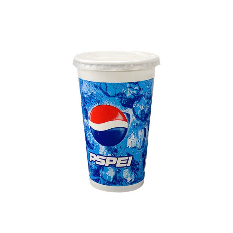 Коксовый стакан, одноразовый бумажный стакан, стакан Pepsi, усиленная крышка, индивидуальная коммерческая чашка для кофе, напиток навынос для холодных напитков