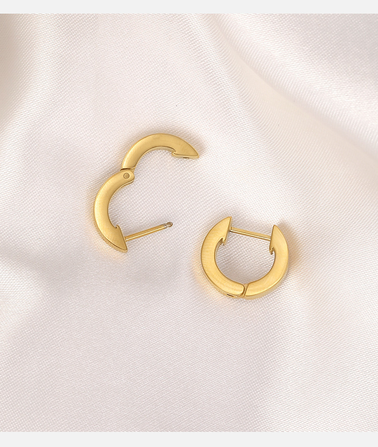 14K Gold Stainless Steel Hoop Earrings for Women - Simple Stylish Ear Clips detail image 7