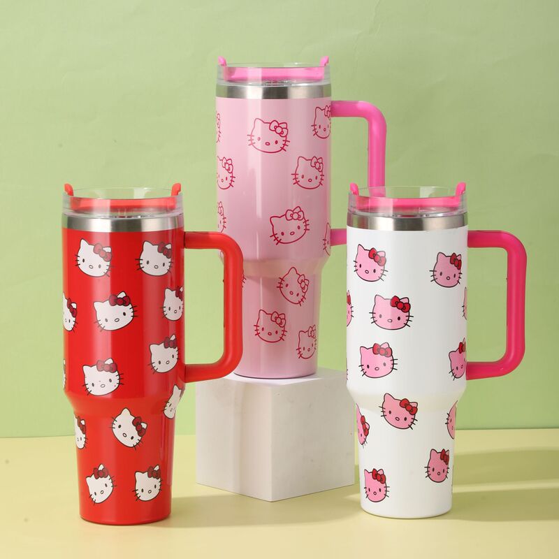 High-Appearance Value 40oz Kt Cat-Themed Thermos Cup with Handle, Large Capacity, Car-Mounted Stainless Steel Ice Cup, Thermos Cup Wholesale High-Appearance Value 40oz Kt Cat-Themed Thermos Cup with Handle, Large Capacity, Car-Mounted Stainless Steel Ice Cup, Thermos Cup Wholesale