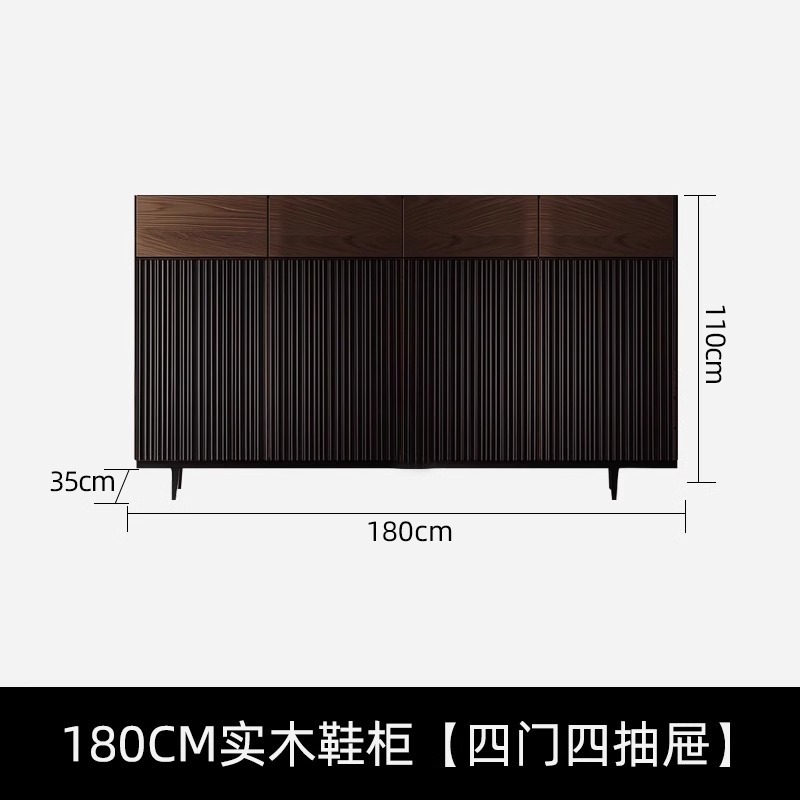 Mueble zapatero de madera maciza en estilo minimalista italiano, nuevo mueble de almacenamiento retro de alta gama para la entrada del hogar, mueble zapatero lateral integrado de pared.