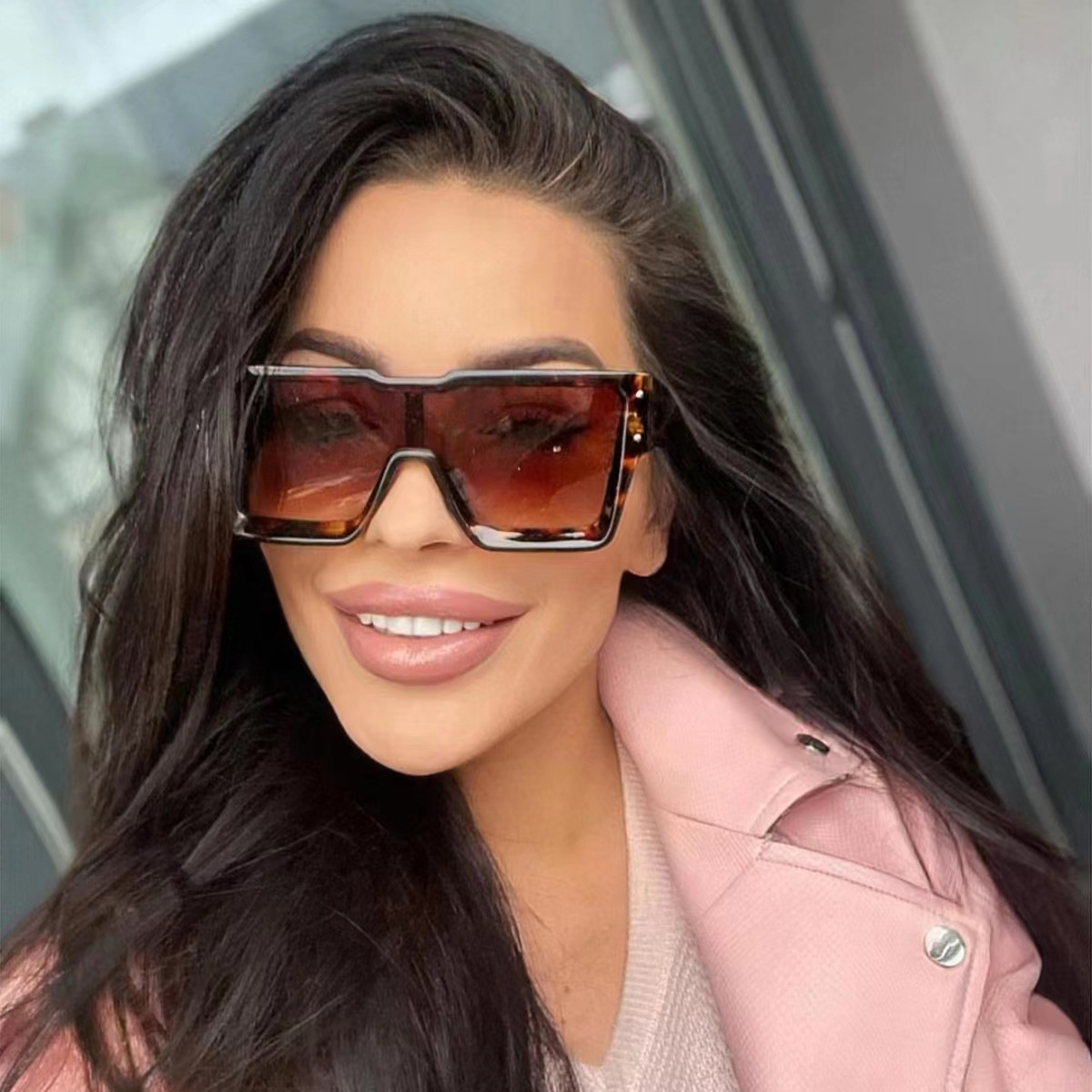 Nuevo europeo y americano personalizado gafas de sol de Marco grande lente de una pieza ins estilo plata gafas deportivas 97124