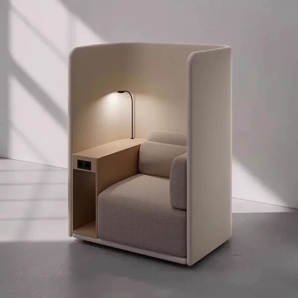 High-Back Sofa Chair with Small Table, Modern Minimalist Design, Suitable for Libraries, Business Negotiations, Waiting Areas, and Private Spaces