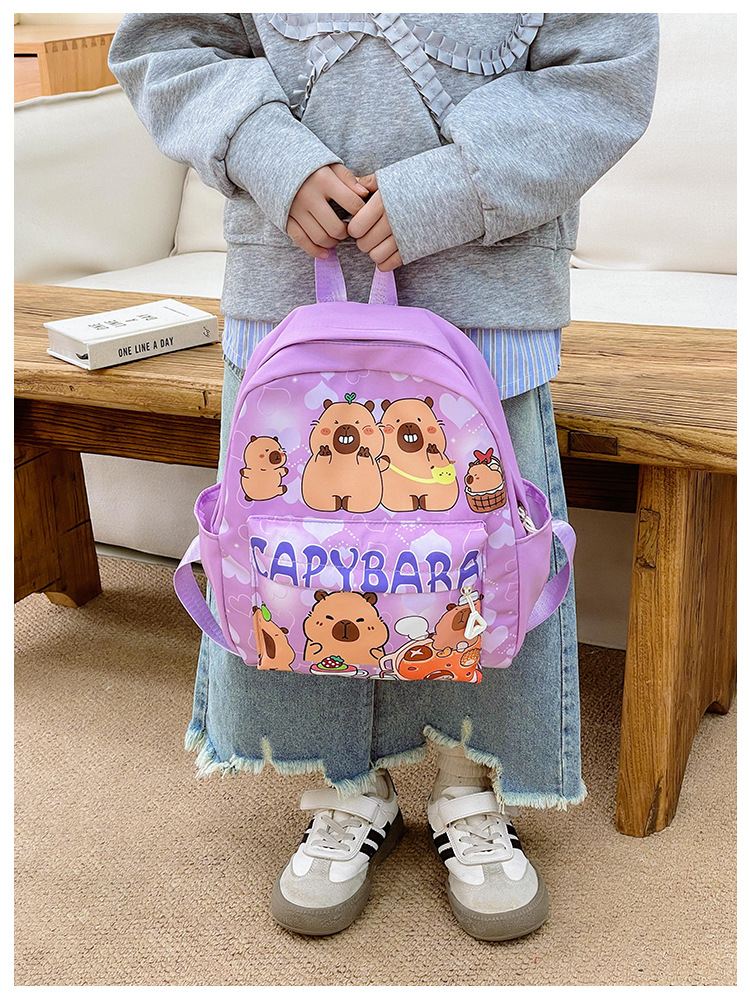 Fashionable kindergarten cute cartoon backpack, Kapibala popular small schoolbag new style, 3-6 years old children's shoulder trend Item Picture