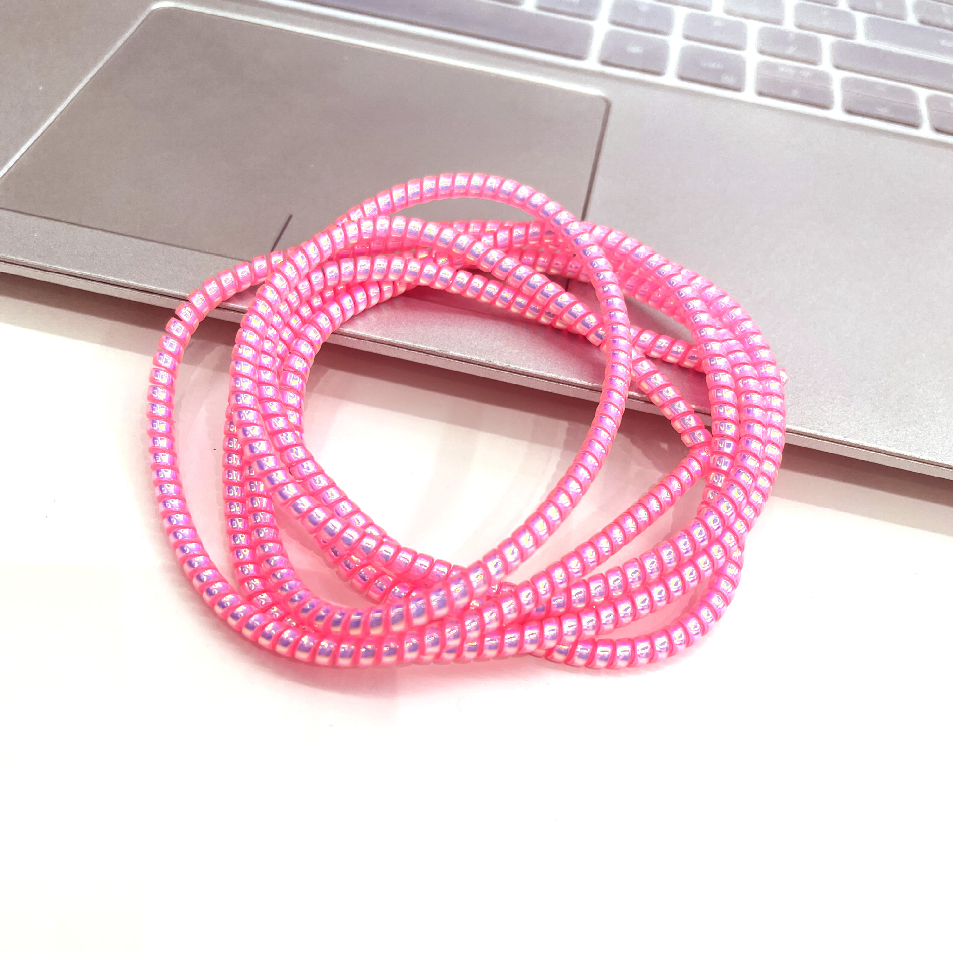 1.4m/1.6m cuerda de bobinado láser protección del medio ambiente TPU cable de datos del teléfono móvil cable de protección bobinado cuerda de resorte cubierta protectora