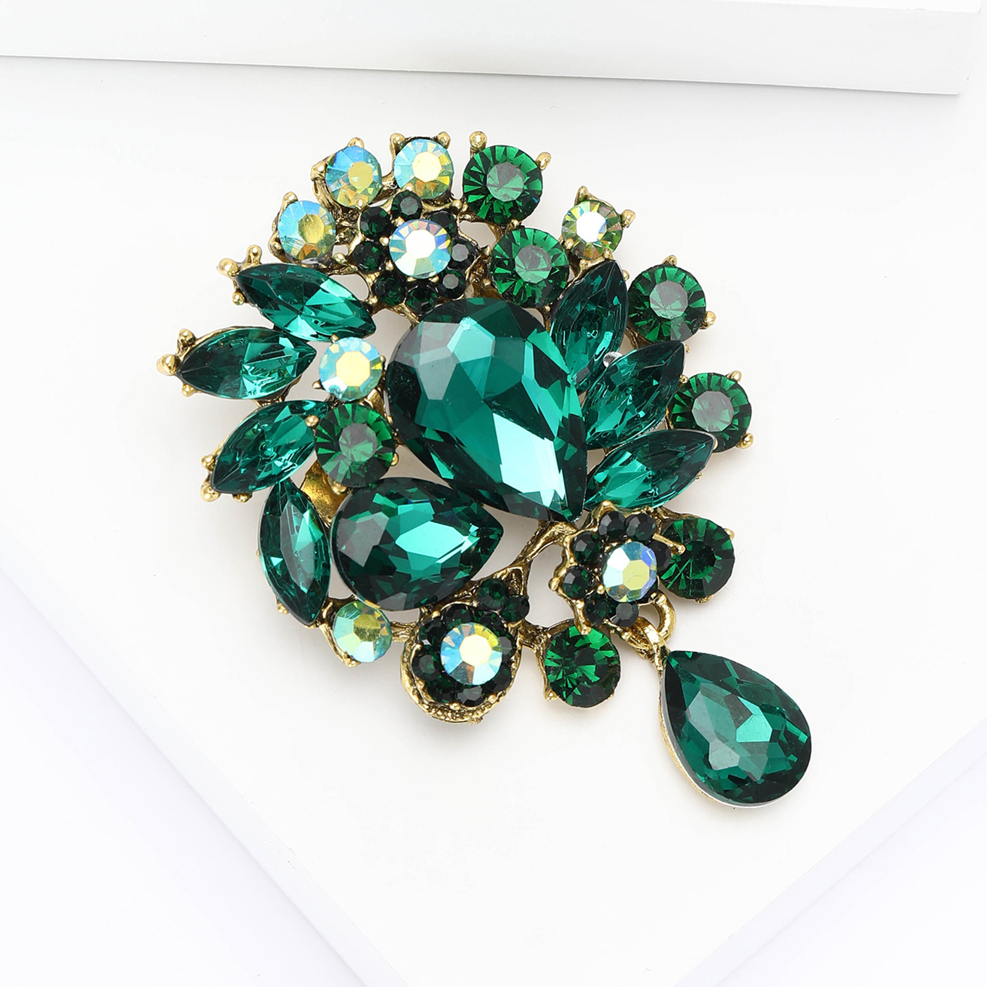 Vintage Damenbrosche Mit Perlen Kristall Und Emaille Blumen Design_voghion.com