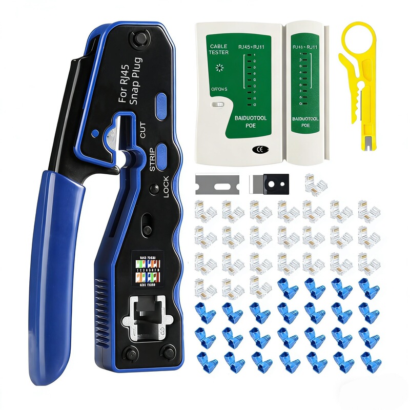 Rj45 Crimping Tool Kit Is Suitable for Ethernet Connection Tool Kits with Straight-Through Rj45 Connectors