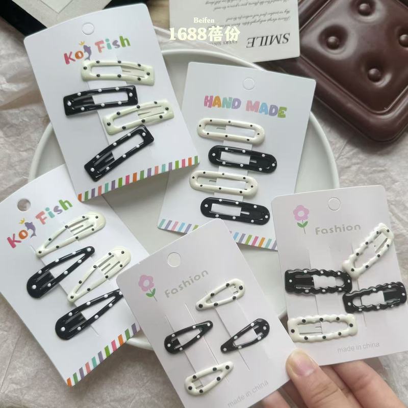 黑白色波点五角星儿童发夹甜美少女刘海夹侧边夹宝宝碎发BB夹发卡|undefined