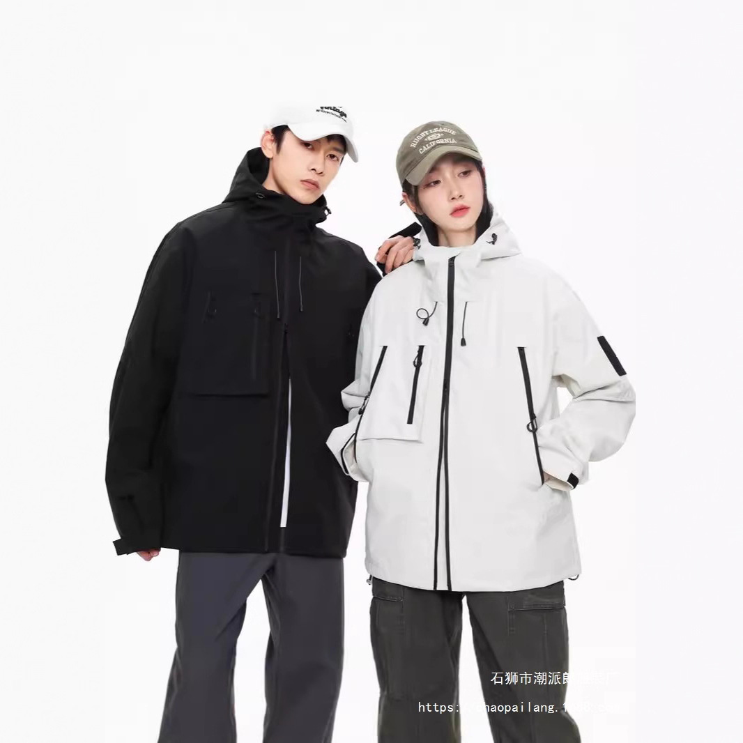 休闲夹克男外套男士防泼水软壳耐磨防风防水春秋透气连帽冲锋衣男