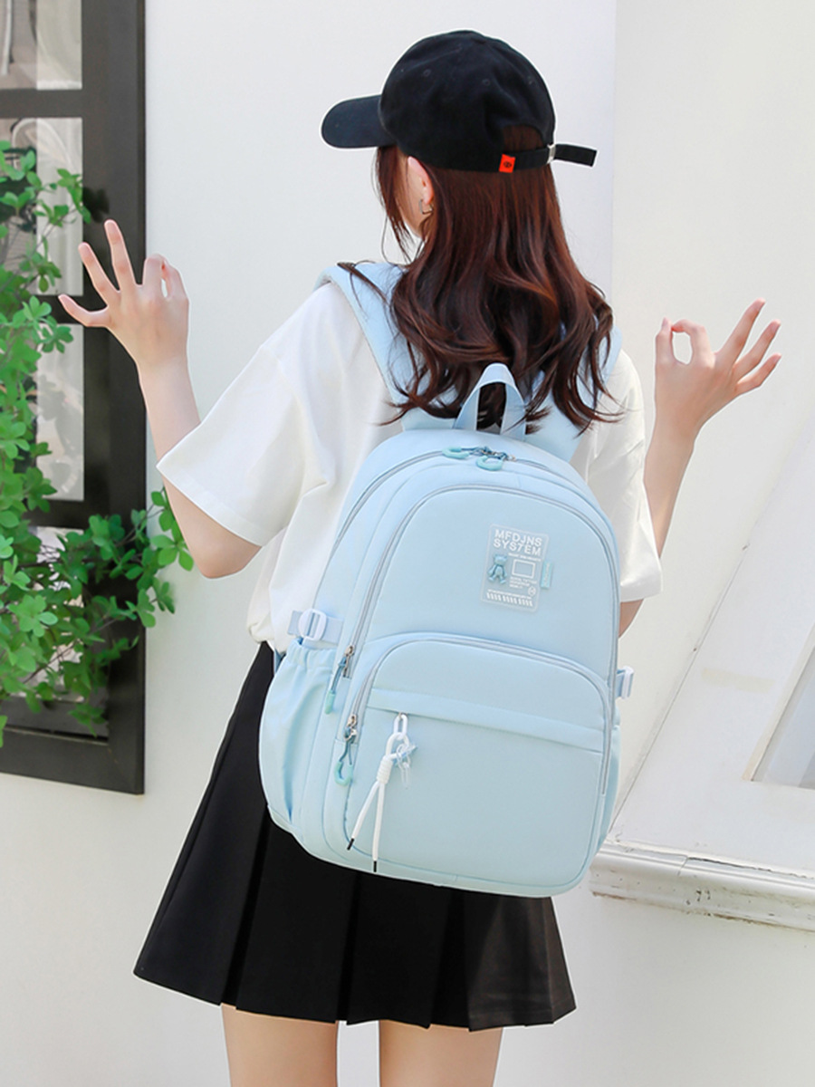 Natural Fish nuevo estilo casual mujer estudiante Junior High School simple de gran capacidad mochila reducción de la Carga Protección de la columna vertebral entrega de una sola pieza