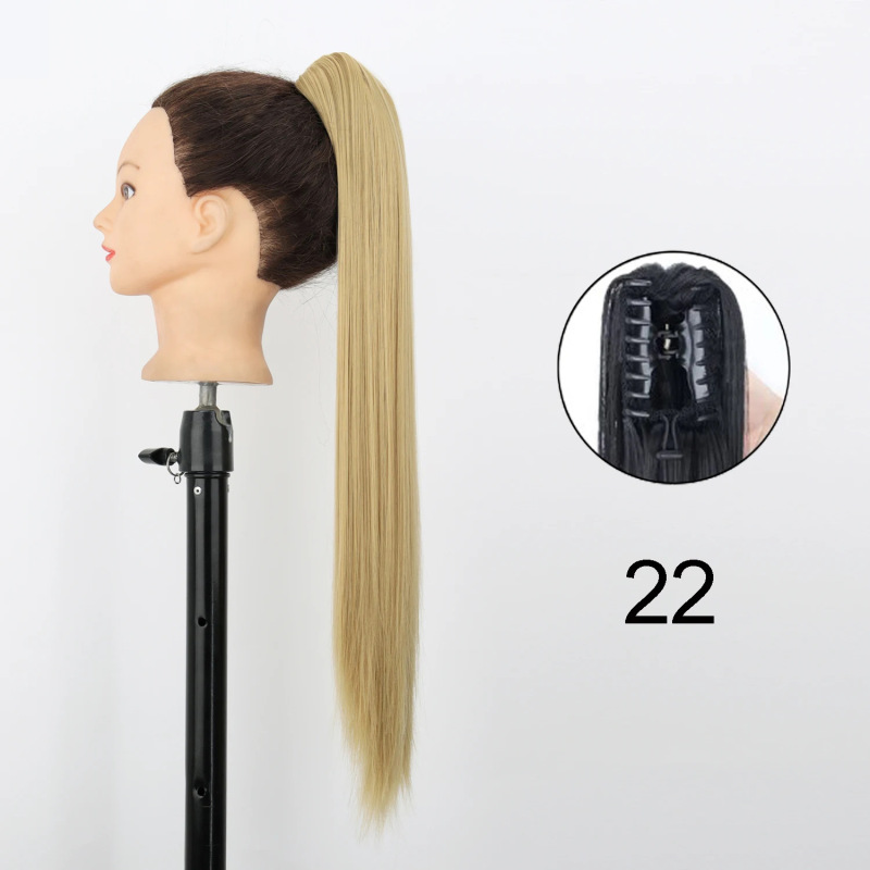 22inch 爪クリップストレートヘアポニーテール化学繊維かつら女性ロングストレートふわふわハイポニーテール|undefined