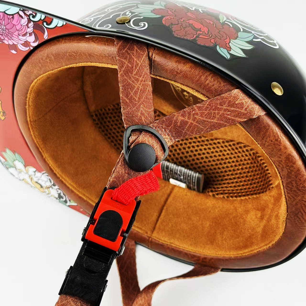 Vintage Ukiyo-E Koi Baseball Cap Helmet Half Helmet Retro Harley Motorcycle Painted Electric Vehicle Safety Helmet 03