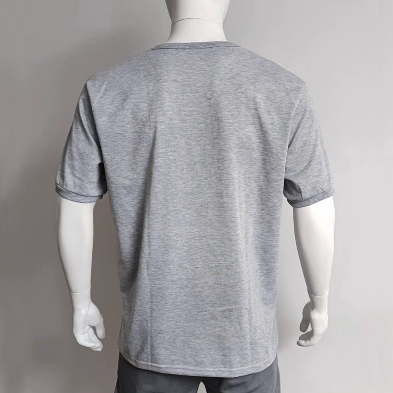 2024 Neues Sommer-T-Shirt mit Rundhalsausschnitt, lässig, einfarbig, kurzärmelig, Pullover mit Knopfleiste, Henley-T-Shirt für Herren_voghion.com