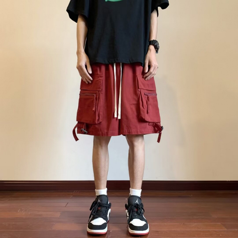 Multi-Pocket Cargo Shorts Men Summer Trendy Loose Plus Size Casual American High Street Functional Knee-Length Shorts