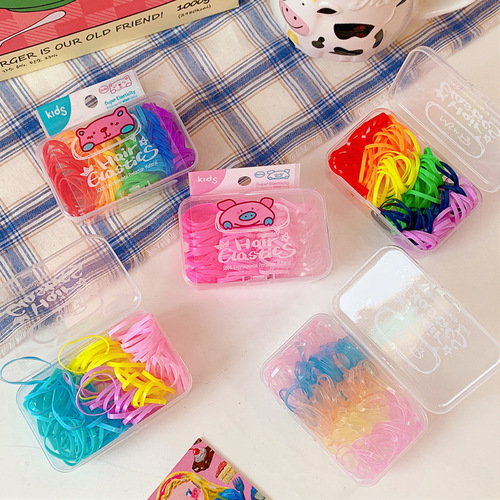 Japanese cute jelly color candy color hair rubber band boxed rubber band baby headband disposable rubber band
