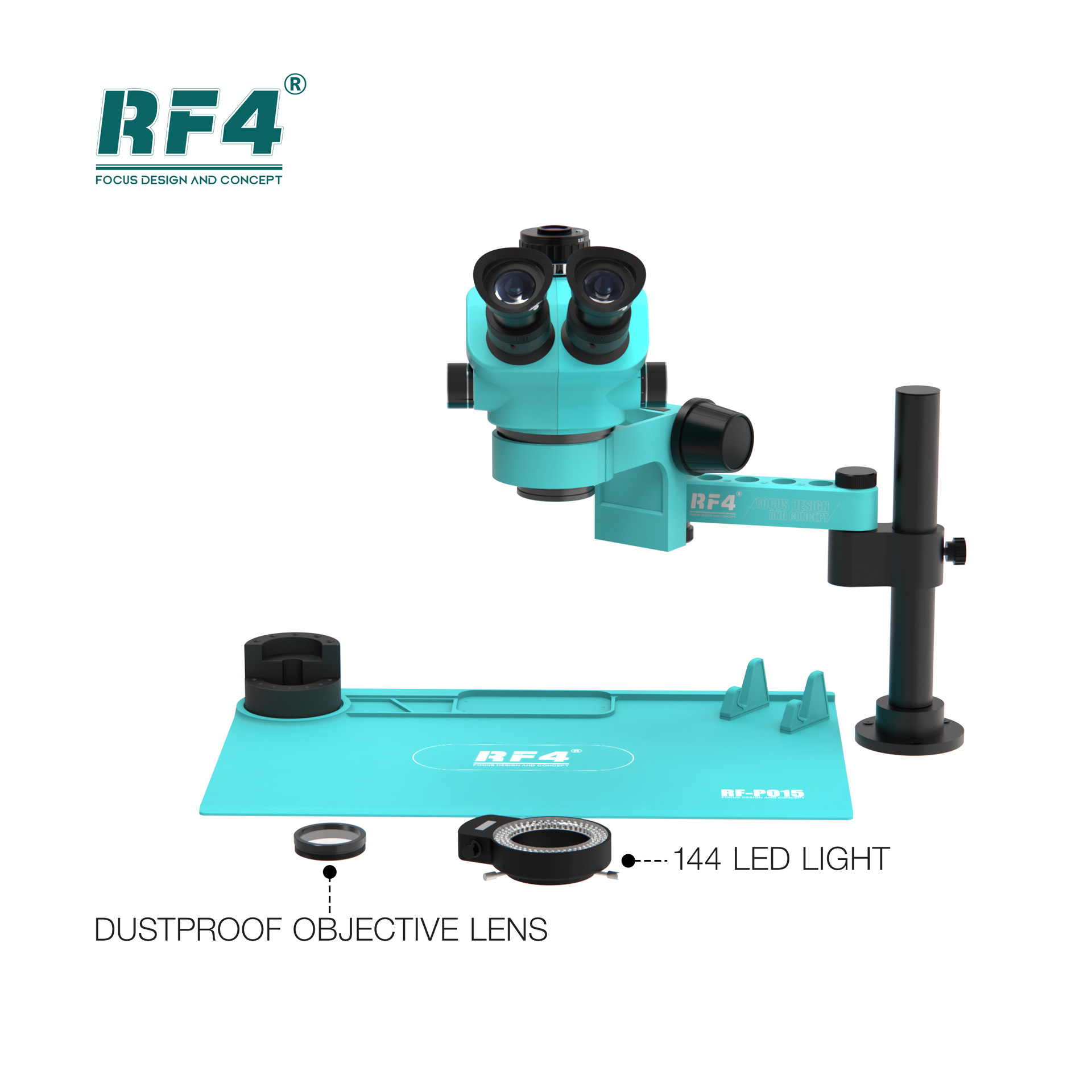 Microscopio de alta potencia RF4 mantenimiento de la placa base del teléfono móvil microscopio HD 7-50X Microscopio de zoom continuo de doble brazo