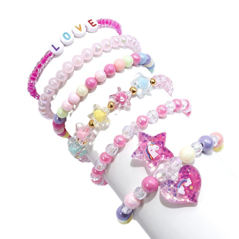 Милая подвеска в форме сердца, бусин bracelet, набор, детские украшения, оптом, (跨境 торговля)