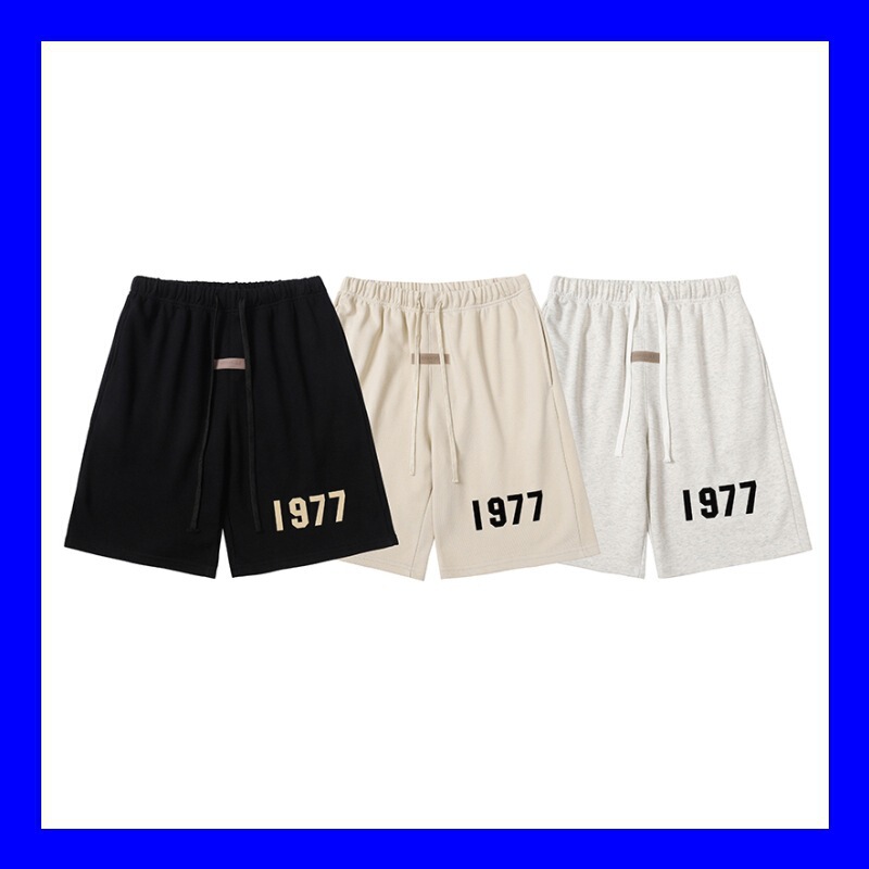 Essentials Shorts Fog High Street Trendy Brand 1977 Flocked Letter Five-Point Sports Pants Ins Summer Unisex