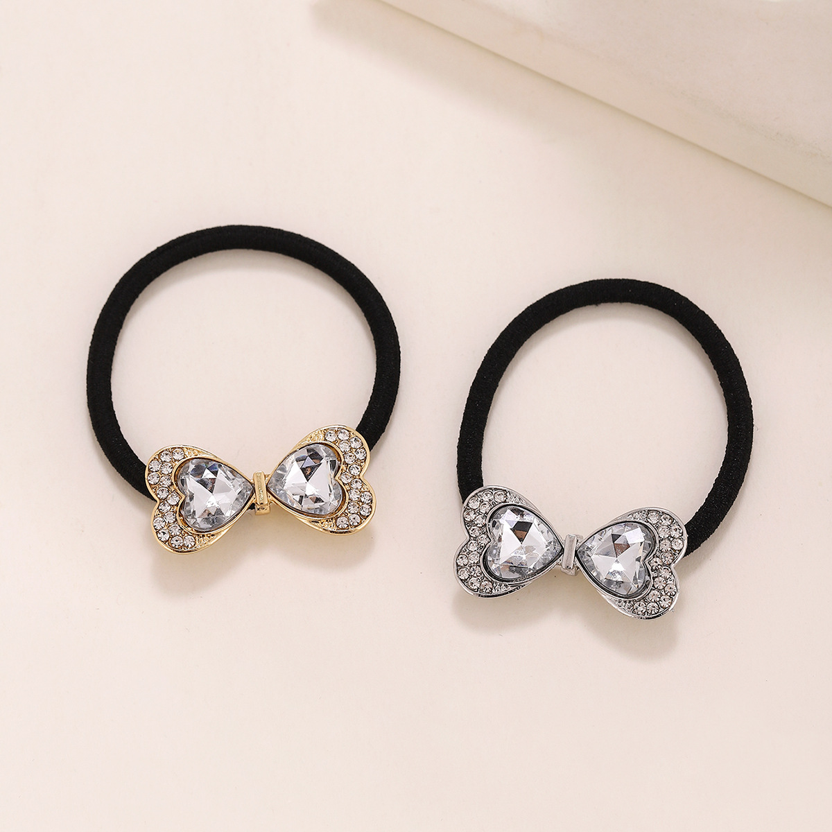 Yiwu joyería rhinestone cabeza cuerda bola cabeza pelo anillo popular en línea arco pelo cuerda alta elástico Cola de Caballo tocado