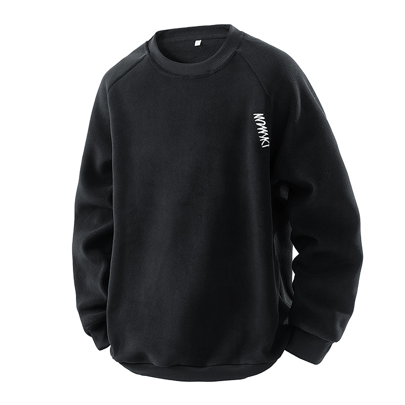 Autumn Winter Fleece Sweatshirt Men, Trendy Brand New Versatile Thickened Pullover Base Shirt For Men_voghion.com