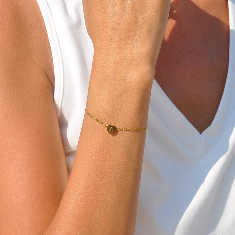 Heart-Shaped Letter Initial Bracelet with 26 English Letters, Layered Bracelet with Small Beads, Cross-Border Trade, Double-Layer Couple Style Jewelry