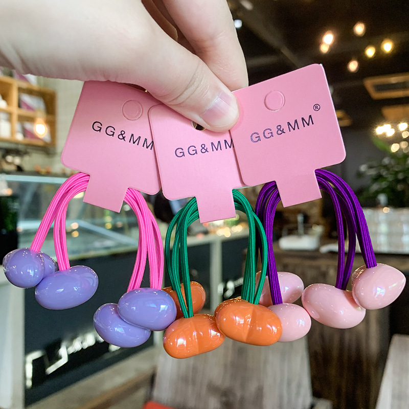 20g Weight Hair Tie Hair Accessories Type 2 Pieces Per Card Quantity Holiday, Daily Occasion Acrylic Material Color Block, Heart Shape Pattern Kid'S Gender Cute, Sweet Style Cute Sweet Kid'S Color Block Heart Shape Arylic Hair Tie 10