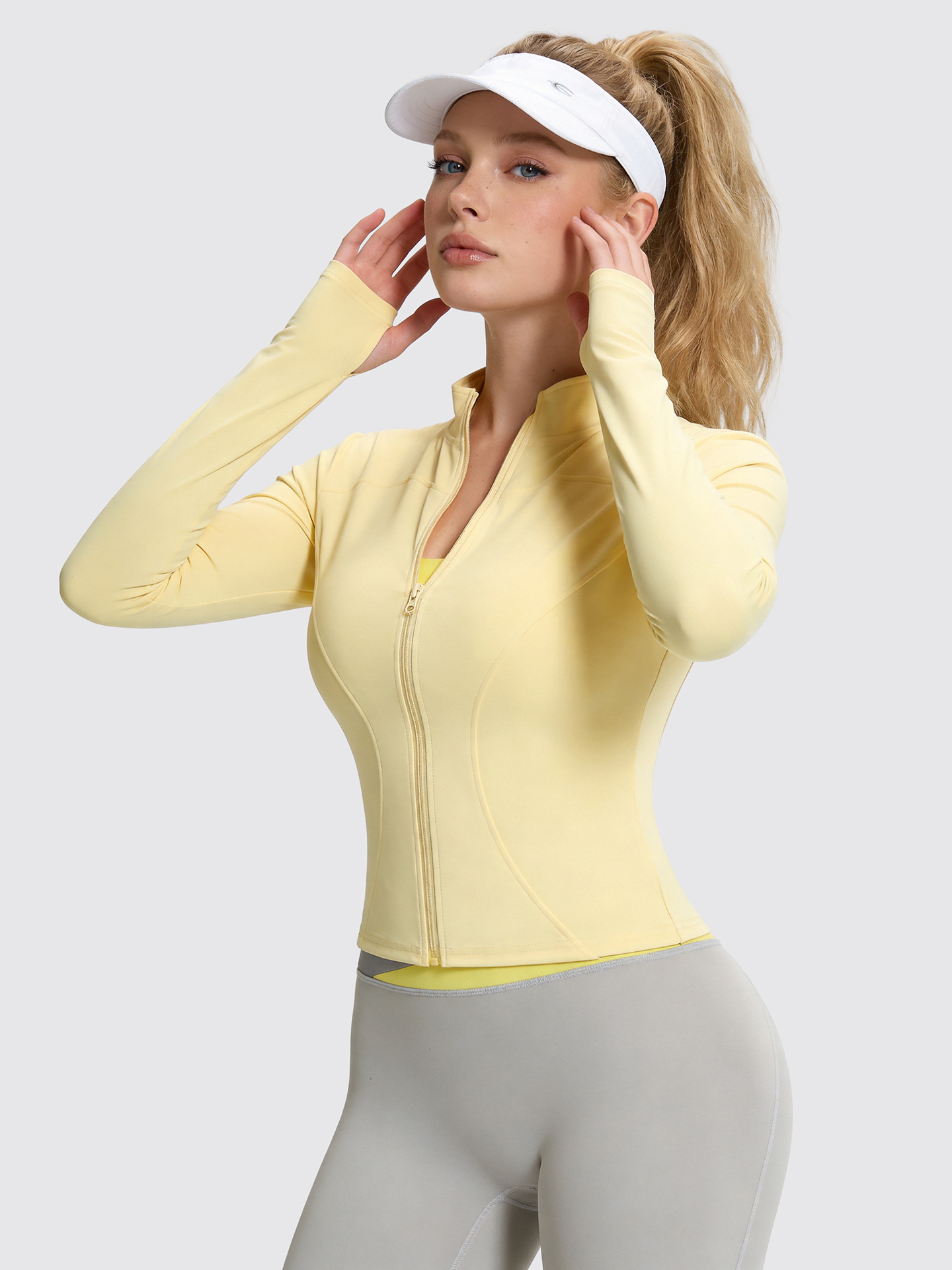 Juyitang Ropa de Yoga para Primavera y Otoño, Chaqueta Deportiva de Yoga para Mujer, Manga Larga, Cuello Alto, Corte Ajustado, para Fitness y Running