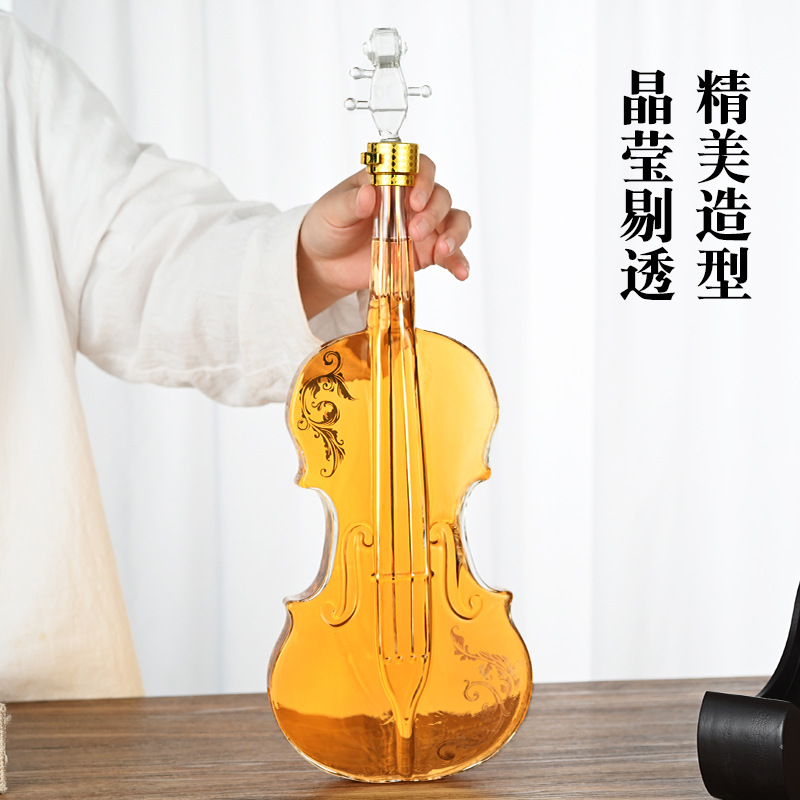 Suministro 1000ml violín botella de vino artesanal botella de vino blanco botella de vino artesanal botella de vino de vidrio botella de burbuja