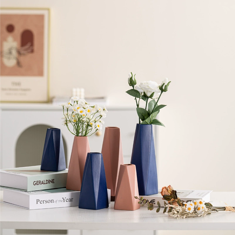 Северная матовая геометрическая моранди керамическая ваза американская минималистская современная гостиная домашняя украшение с сухим цветком