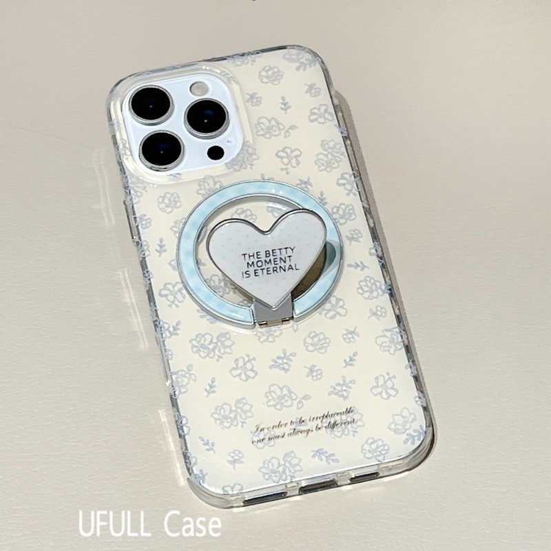 小众清新花朵适用iPhone17promax苹果15手机壳16旋转爱心支架14女|undefined