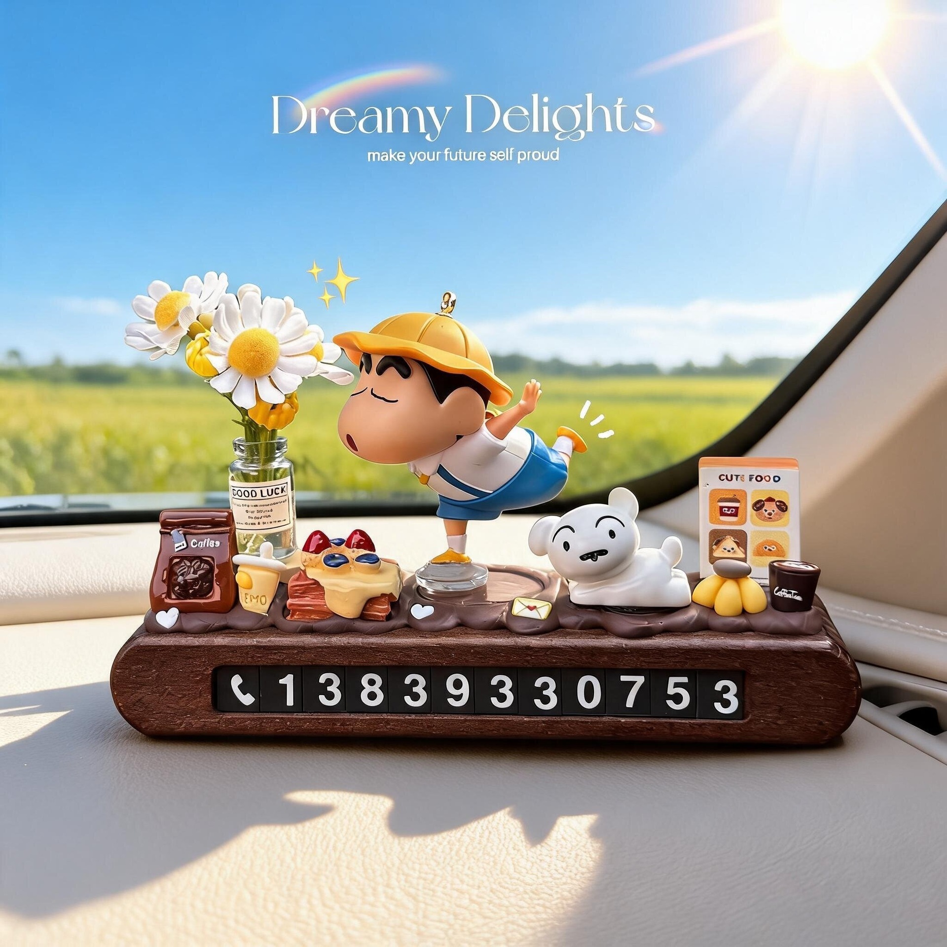 2026 New Model Crayon Shin-Chan Temporary Parking Number Plate for Moving Car, Cute Car Phone Number Plate