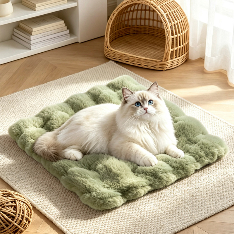 Almohadilla de burbuja-verde matcha [3cm suave y cálido] / 20*30 (universal para gatos y perros dentro de 6 kg) Código S