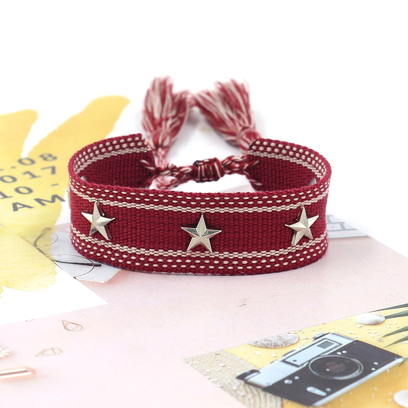 1 Pièce Rétro Star Bande Alliage Polyester Unisexe Bracelets display picture 2