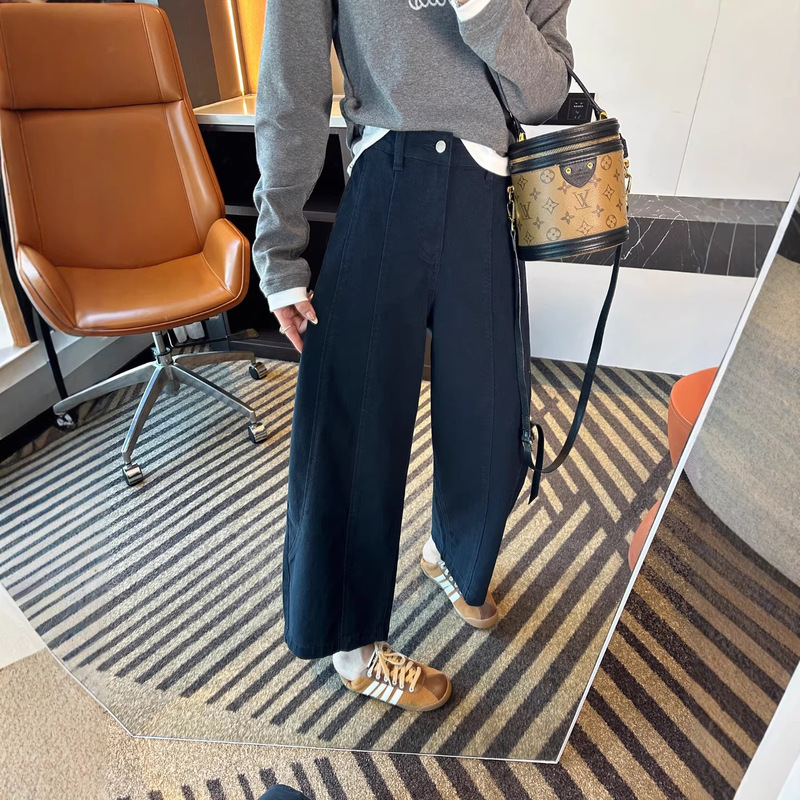 Magic Pants for Petite Figures!~ Nine-Point Curved Jeans for Women, New Spring Style, Stretchy, Loose-Fitting, Hip-Covering, Slimming Wide-Leg Pants Magic Pants for Petite Figures!~ Nine-Point Curved Jeans for Women, New Spring Style, Stretchy, Loose-Fitting, Hip-Covering, Slimming Wide-Leg Pants