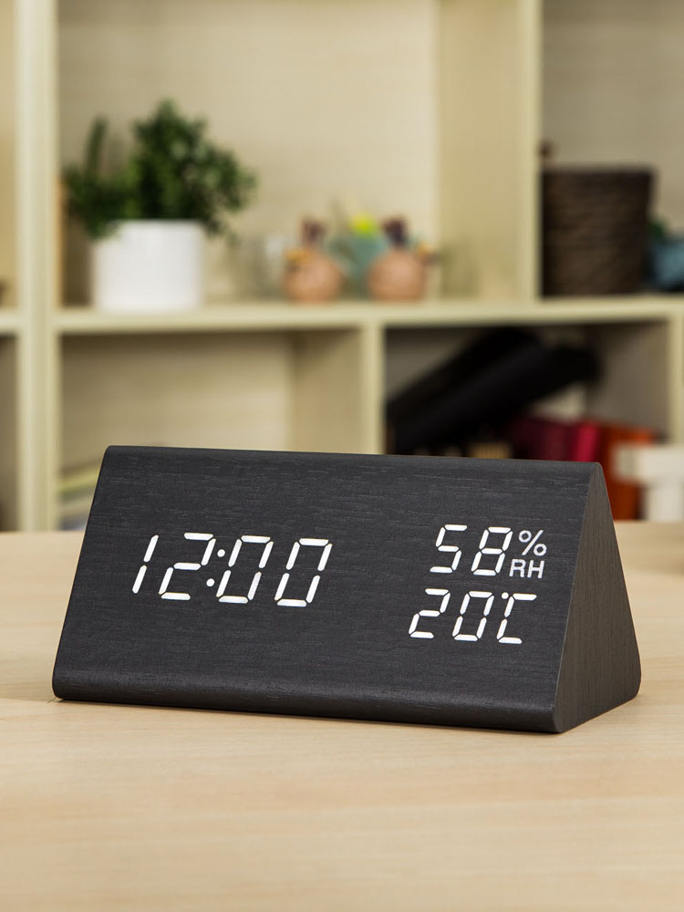 Alarm clock creative charging and storage electronic clock luminous mute student bedside clock children retro alarm temperature and humidity meter