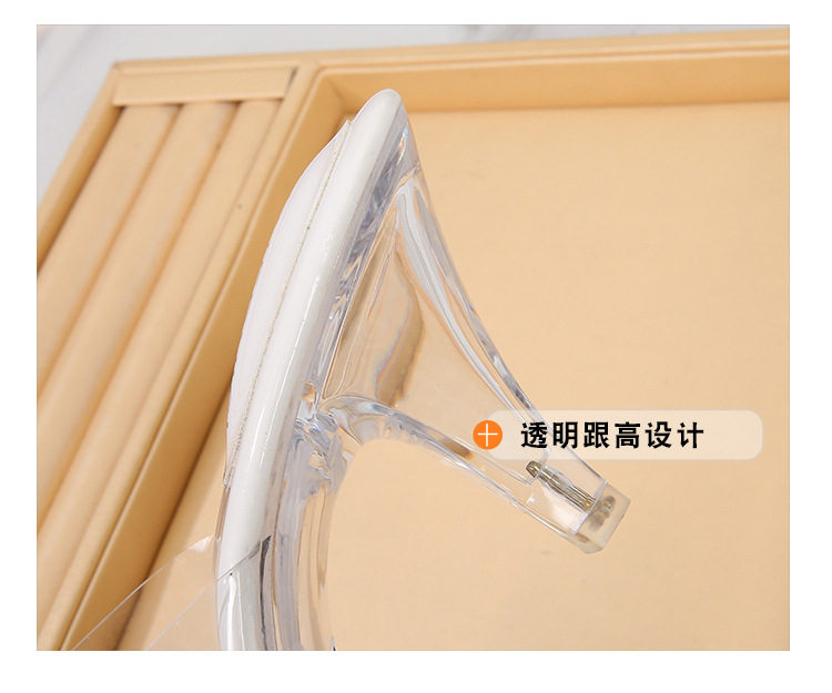 Dép sandal nữ quai ngang đính pha lê gót vuông 3–6 cm — Màu bạc, Màu hồng, Màu trắng, Màu đen chi tiết 11