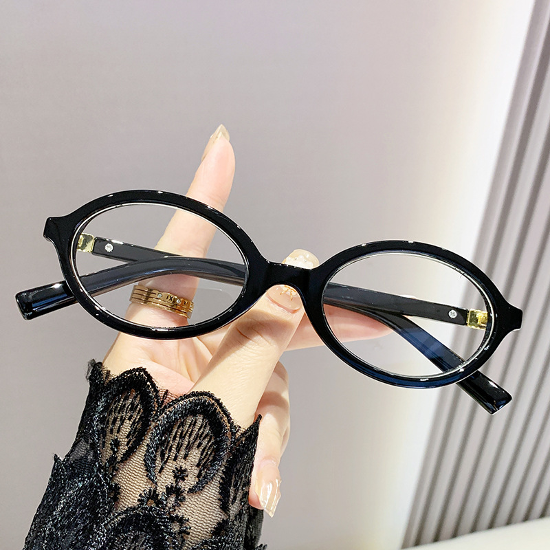 El nuevo Zhang Yuanying, el mismo modelo, marco de gafas, espejo plano ovalado nerd, marco pequeño, antiluz azul, espejo de lectura femenino Han Su Yan