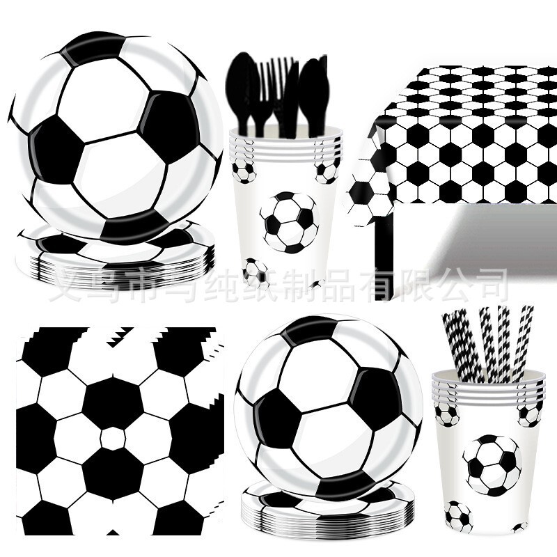 Cross-Border New Product: Usa, Canada, and Mexico World Cup Football-Themed Children's Birthday Party Disposable Plate, Cup, and Tablecloth Set