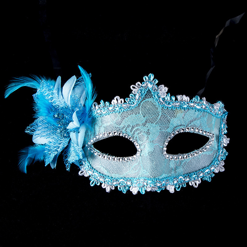 Cross-border Christmas Halloween mask costume party half-face lace with flowers sexy festival party woman mask